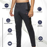 Mens Cut & Sew Track Pant with One Side Zipper Pocket and Inside Drawstring