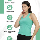 Women Sleeveless Razer Back Running Tank top (Green)