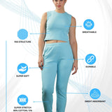Women's Cotton Coord Set with Crop Top and draw string side pocket Jogger