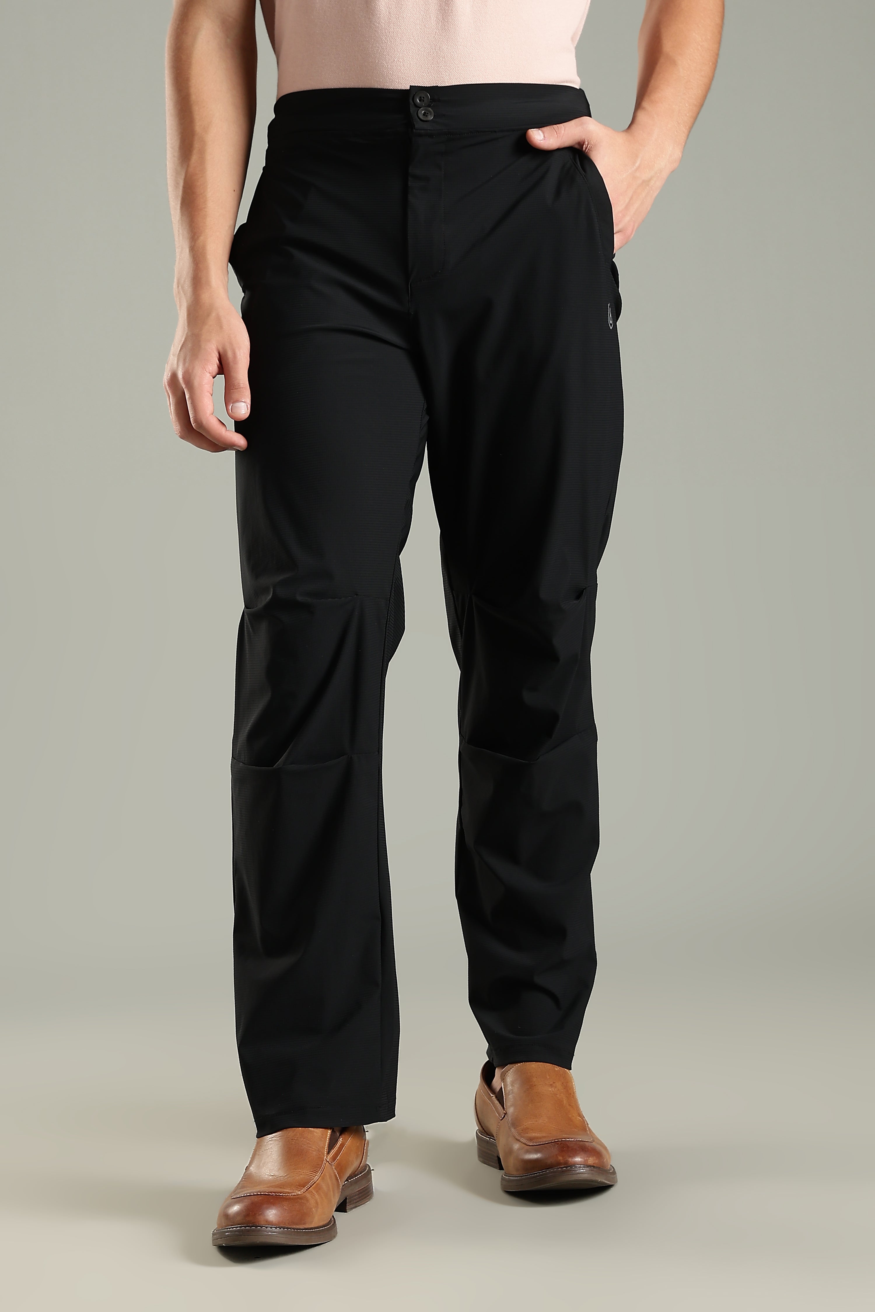 Men's Workleisure Pants with Knee Pleat & Double Button Zipper Closure