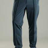 Men's Pintuck Pants with Double Button & Zipper Closure