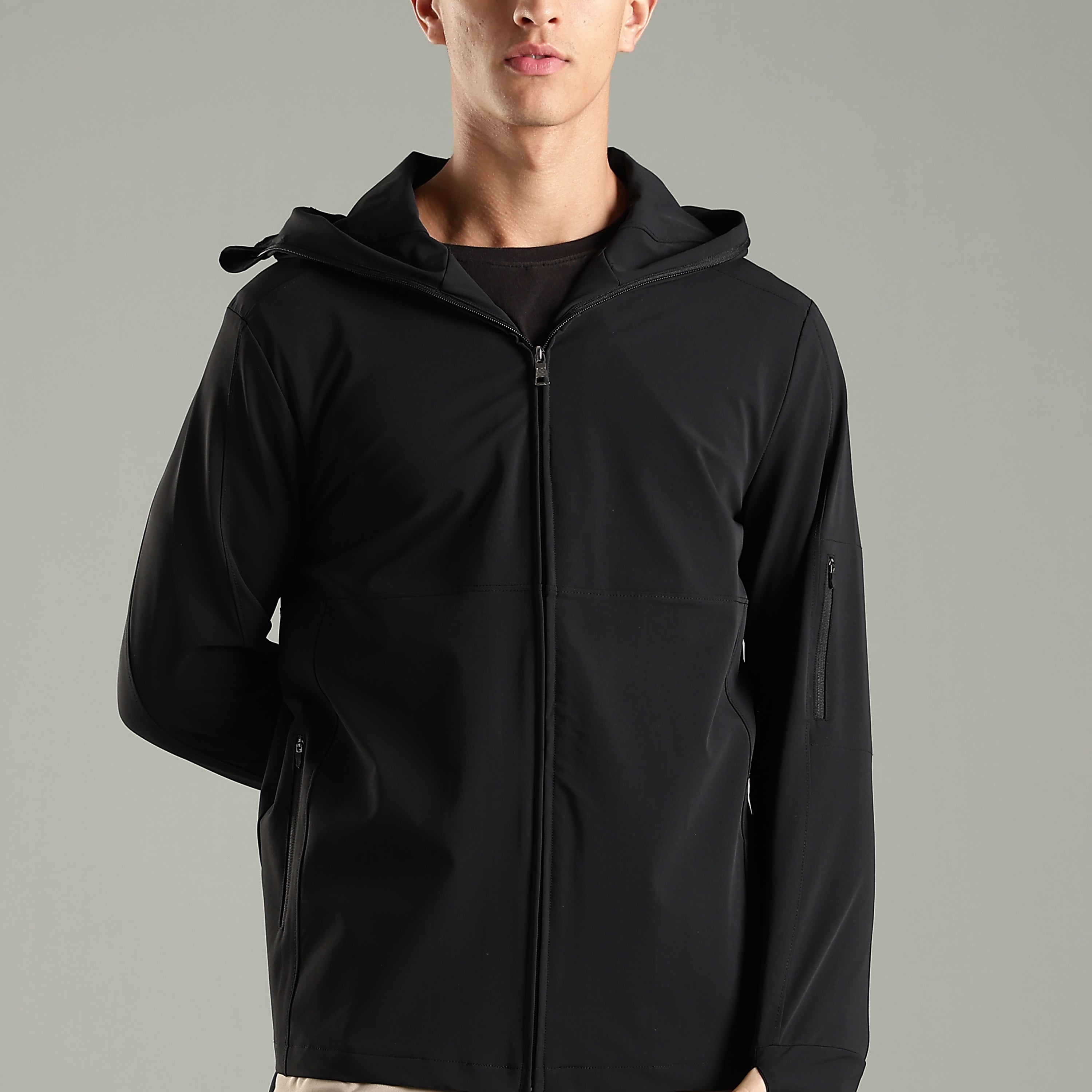 Men's all weather water repellent Hoodie Jacket with thumb hole