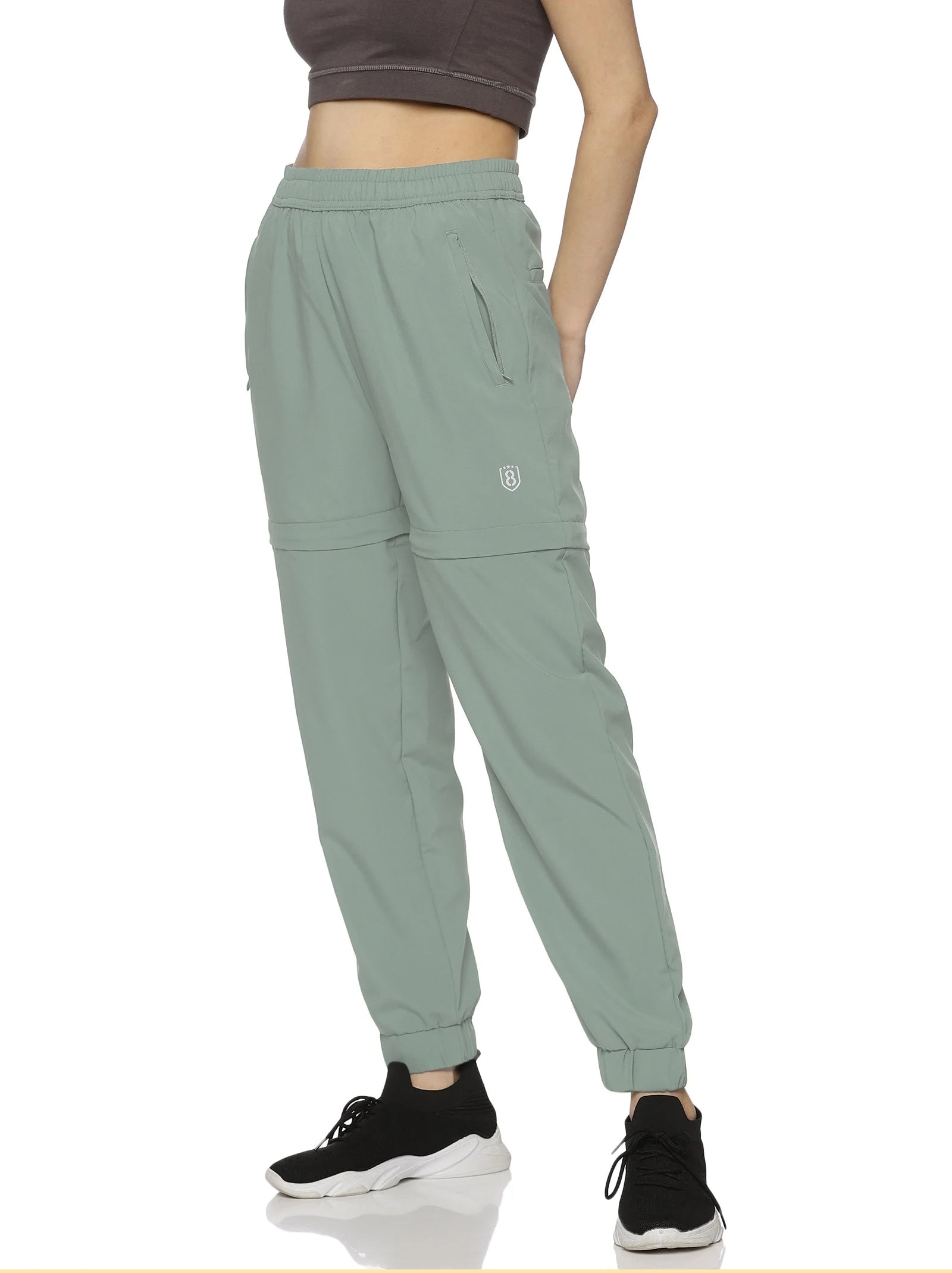 Women's Solid Detachable Track pants with Zipper Pockets