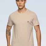 Men’s organic cotton T shirt with round neck, short sleeves and chest logo print