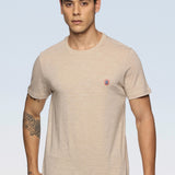 Men’s organic cotton T shirt with round neck, short sleeves and chest logo print