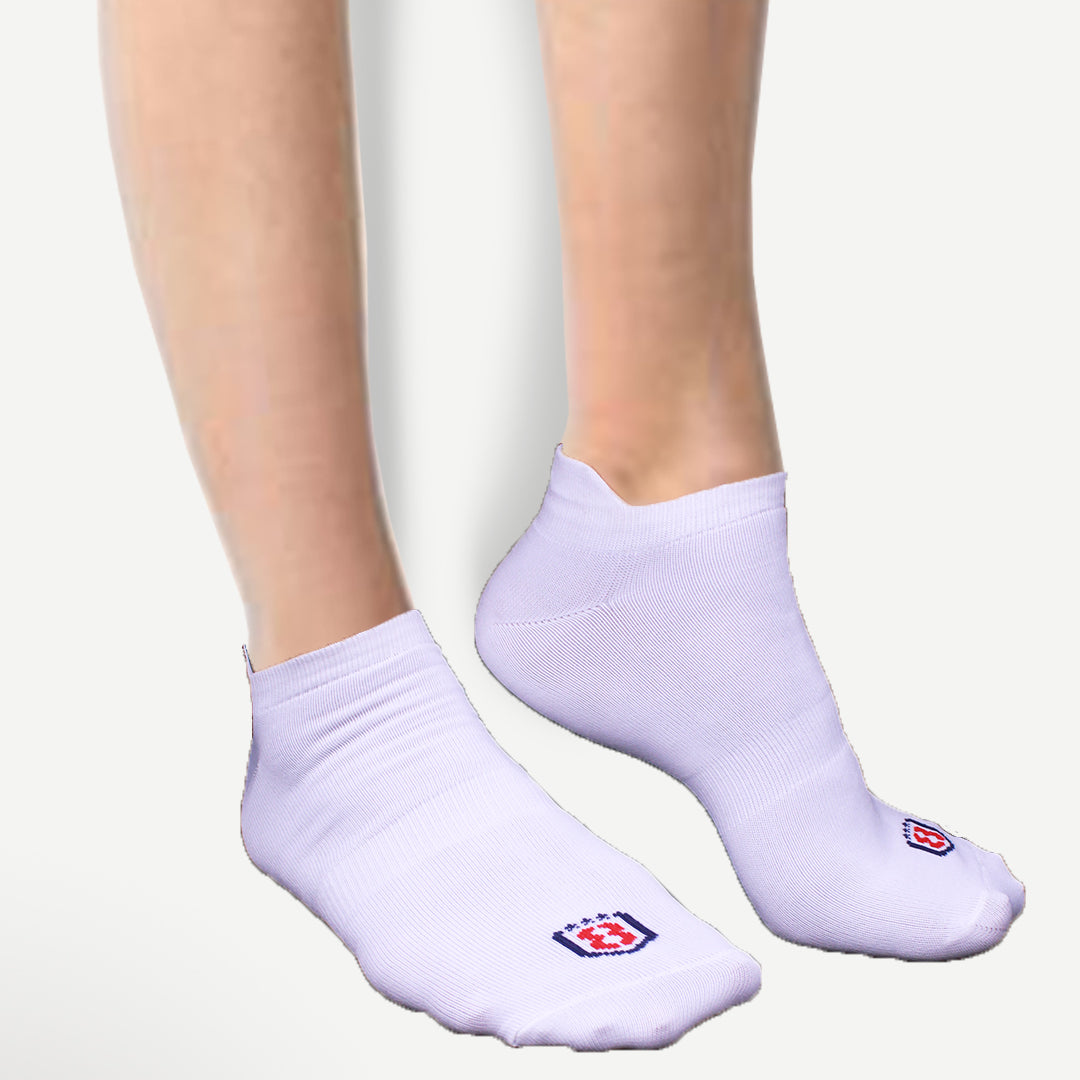 Nylon Low Ankle Socks With Rubber Grip  - White