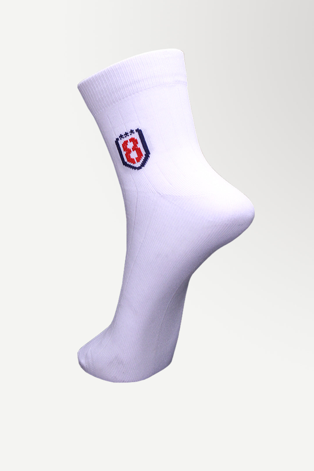 White nylon ankle socks displayed flat-lay, highlighting breathable and sweat-wicking fabric.
