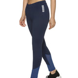 Women's Slim-fit Blue Training Tights with Elasticated waist.