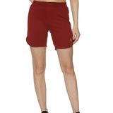 Women's Solid training shorts with Rib Elasticated Drawstring waist.