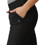 Women's Solid Running Black Track Pants with Elasticated waist & Pockets