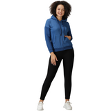 Front view of blue sports jacket for women with cozy quilted design